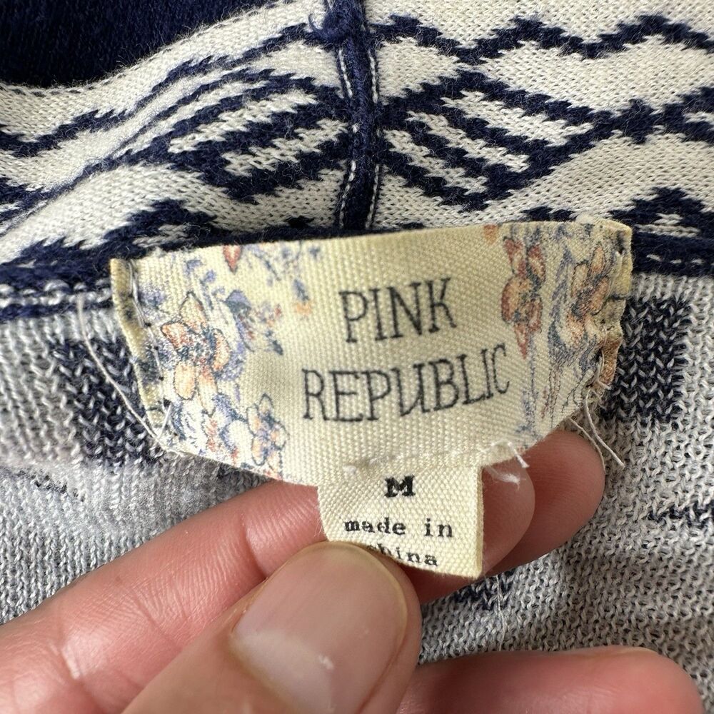 Pink Republic Cardigan Sweater Sz M Blue Long Sleeve Southwest Aztec Print - Picture 4 of 15